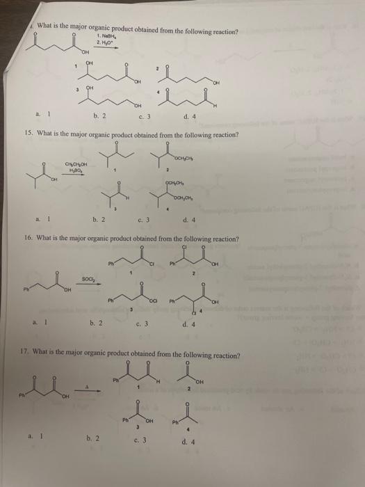 Solved 1. What is the major organic product obtained from | Chegg.com