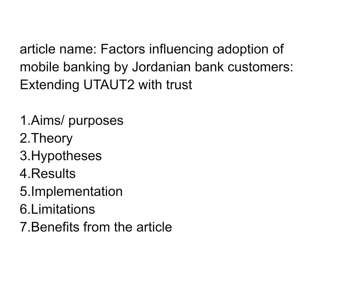 Solved Article Name: Factors Influencing Adoption Of Mobile | Chegg.com