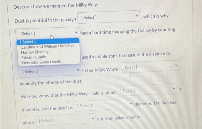 Solved Describe how we mapped the Milky Way: Dust is | Chegg.com