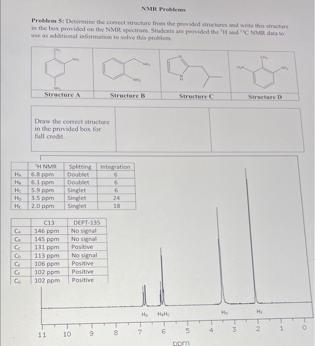 Solved NMR Problems Problem 5: Determine the correct | Chegg.com