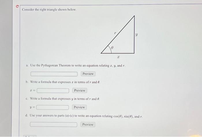 Solved Consider The Right Triangle Shown Below A Use The 6205