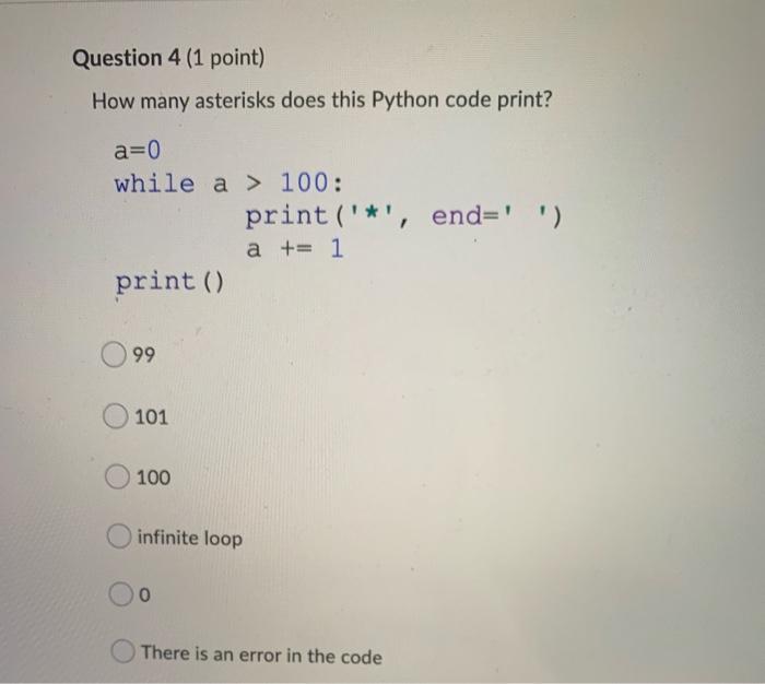 Solved What is printed of the following Python segment? i = | Chegg.com