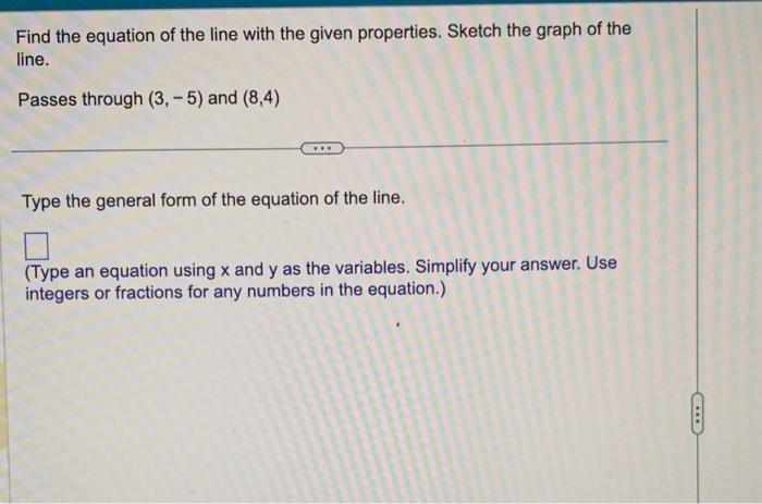 Solved Find the equation of the line with the given | Chegg.com