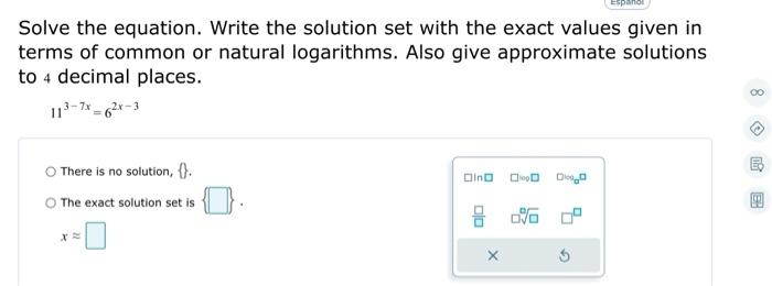 Solved Solve the equation. Write the solution set with the | Chegg.com
