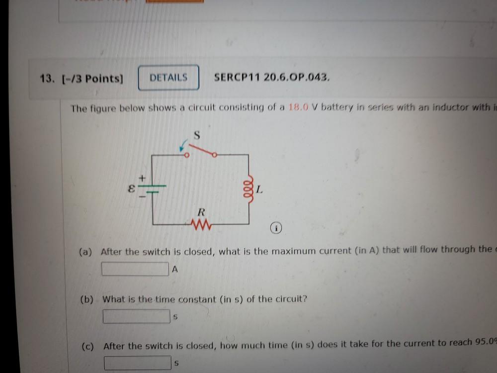 Solved The figure below shows a circuit consisting of a 18.0