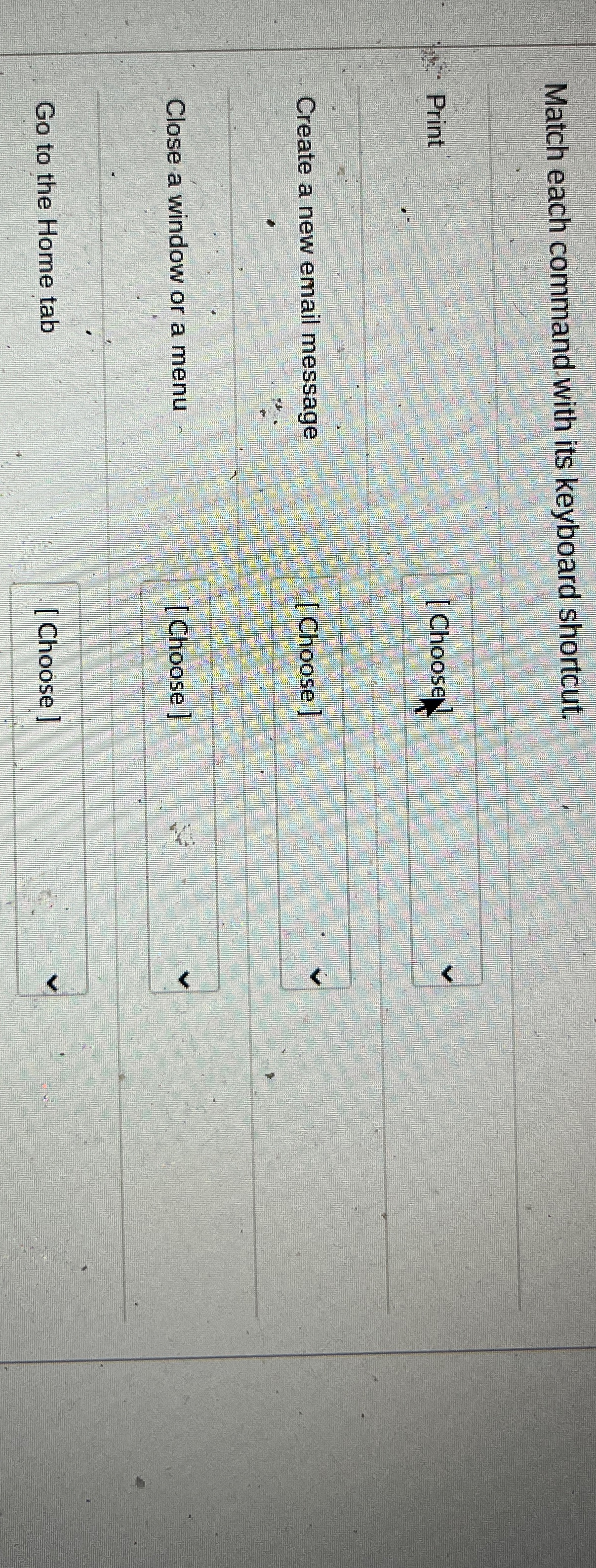 Solved Match each command with its keyboard | Chegg.com
