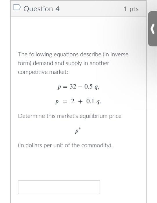Solved D Question 4 1 pts The following equations describe | Chegg.com