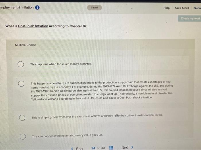 Solved Canvas mployment & Inflation Multiple Choice They | Chegg.com