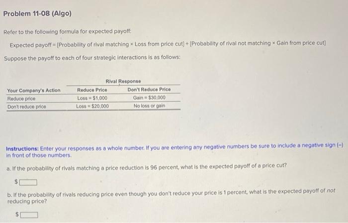 Solved Refer To The Following Formula For Expected Payoff: | Chegg.com