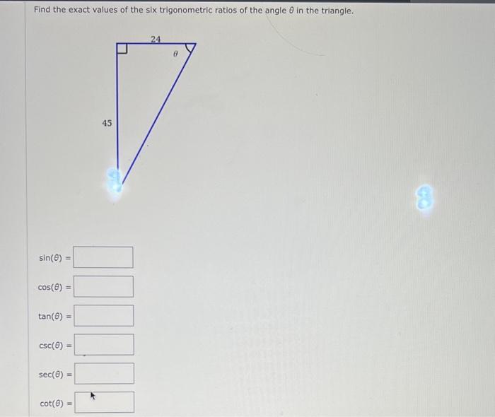 Solved Find the exact values of the six trigonometric ratios | Chegg.com