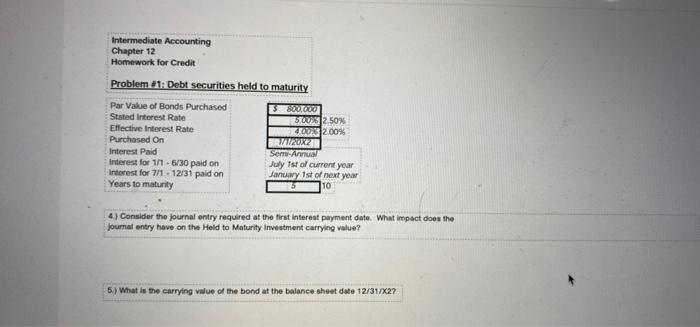 Solved Intermediate Accounting Chapter 12 Homework For | Chegg.com