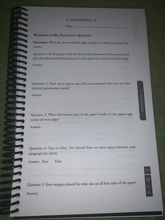 solved worksheets name worksheet 5 mla page layout chegg com