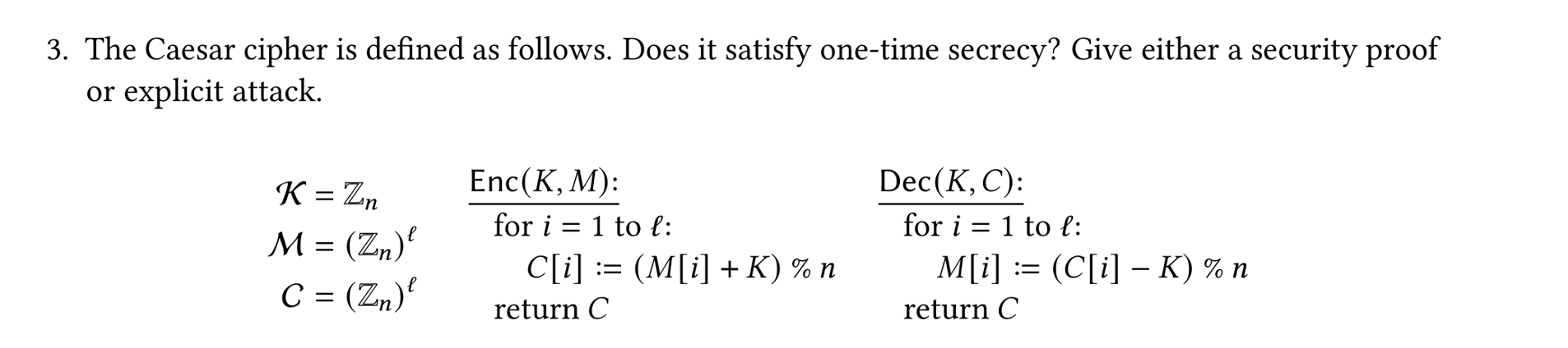 Solved The Caesar cipher is ﻿defined as ﻿follows. Does it | Chegg.com