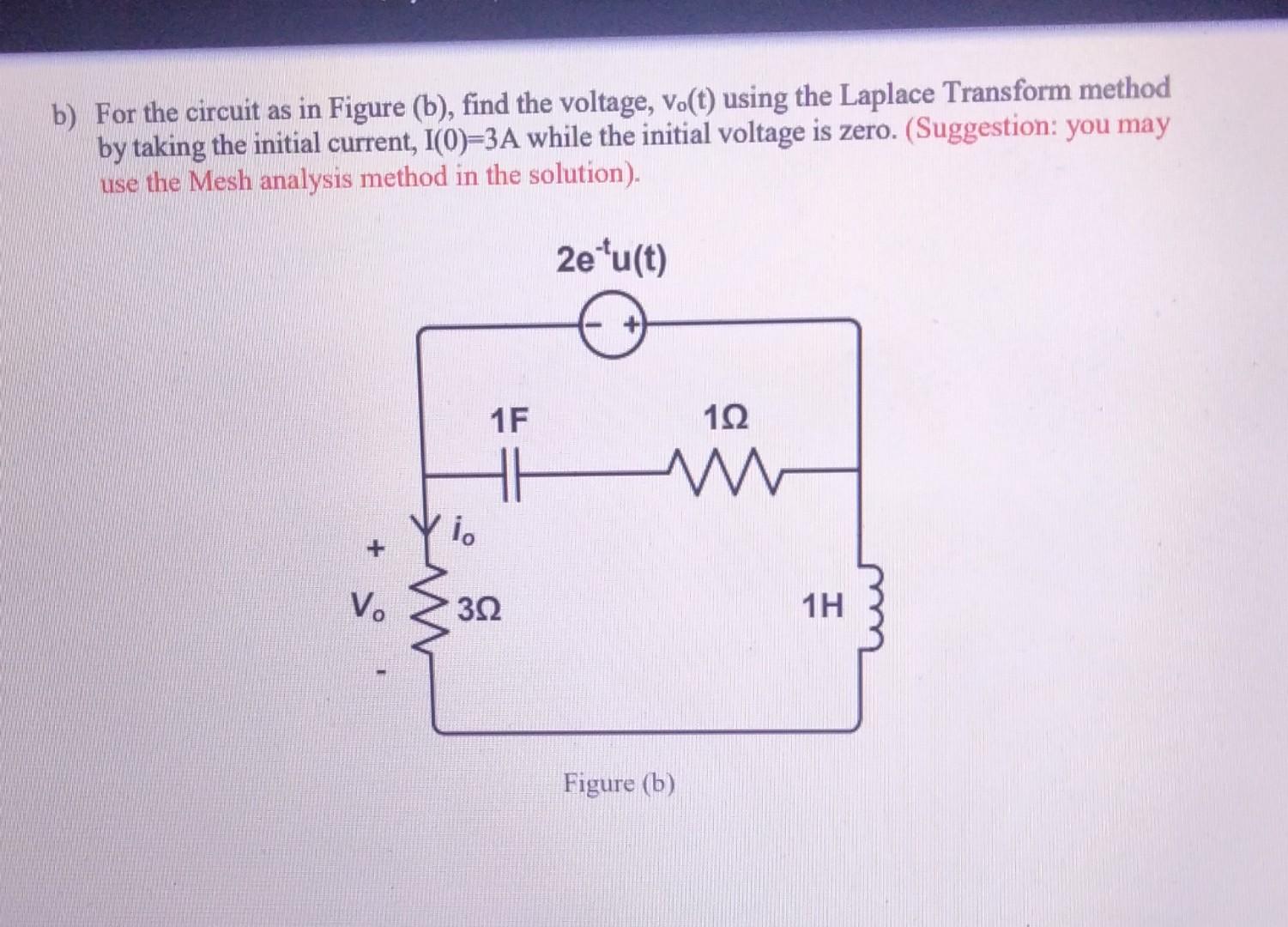 Solved B) For The Circuit As In Figure (b), Find The | Chegg.com