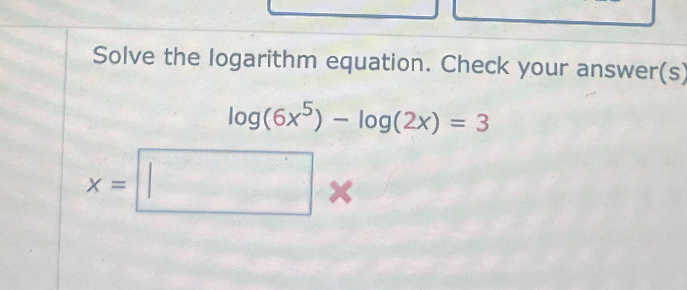 Solved Solve the logarithm equation. Check your | Chegg.com