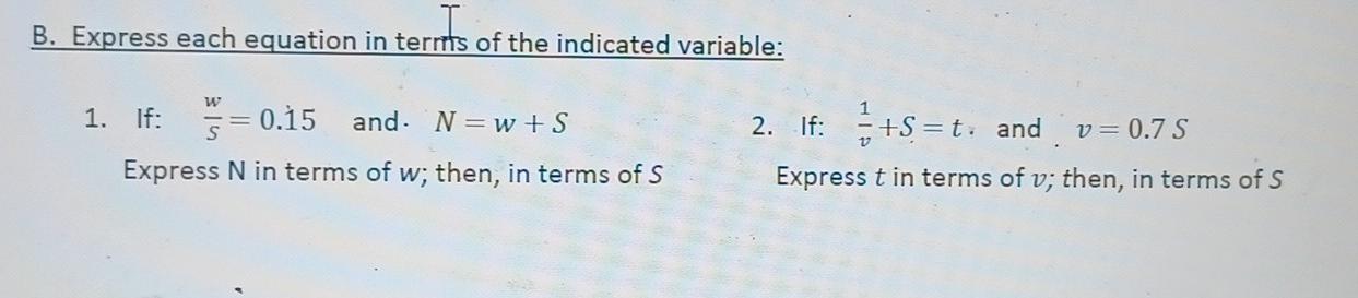 Solved B. Express each equation in terms of the indicated | Chegg.com