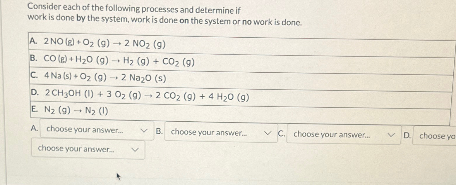 Solved Consider each of the following processes and | Chegg.com