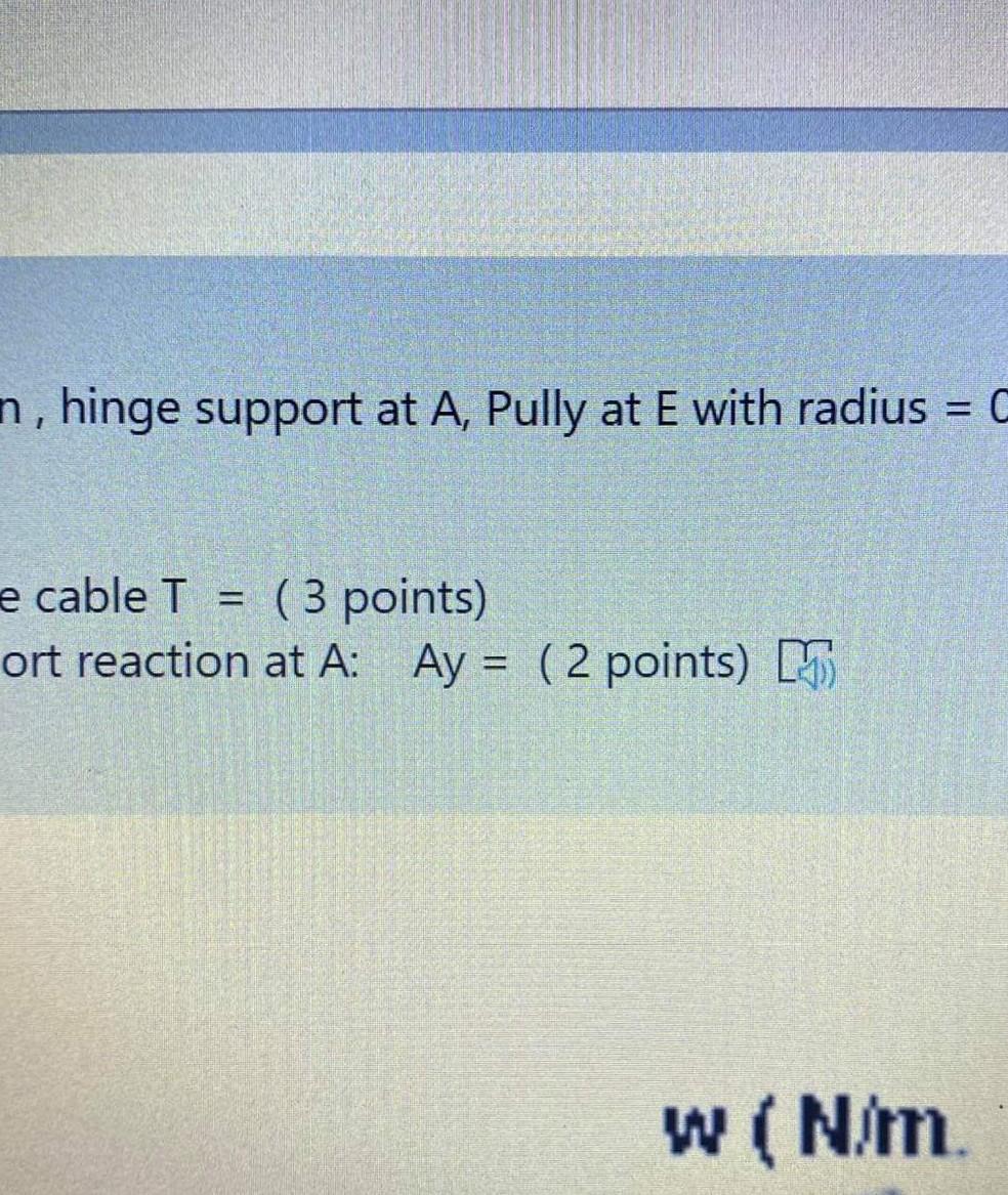 Solved 3 For the beam shown , hinge support at A, Pully at | Chegg.com