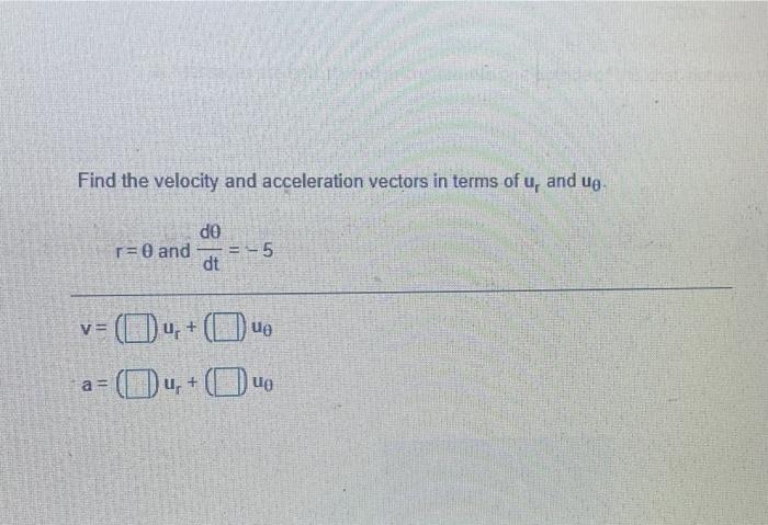 Solved Find the velocity and acceleration vectors in terms | Chegg.com