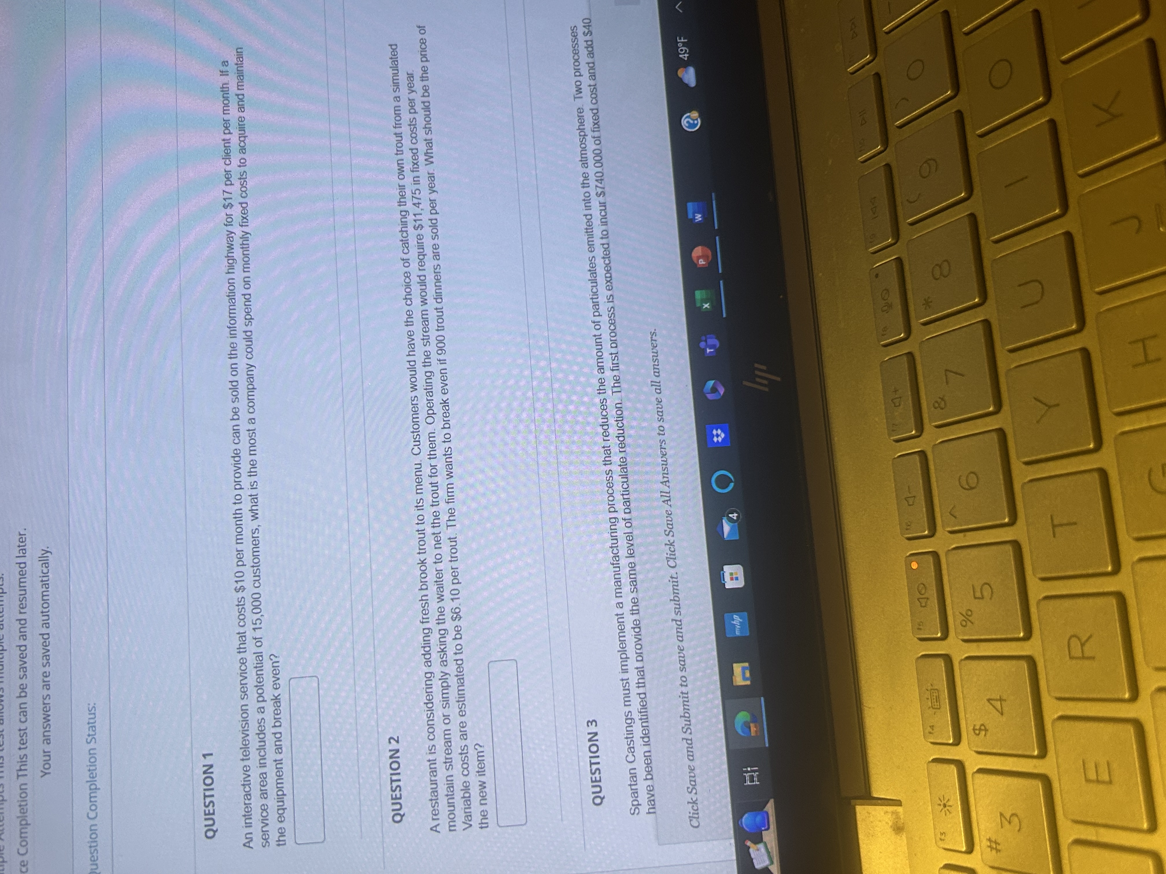 Solved ce Completion This test can be saved and resumed | Chegg.com