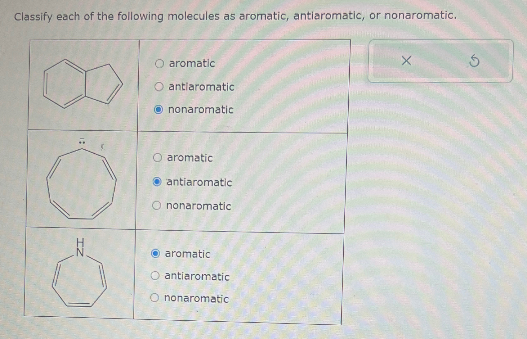 Solved Classify each of the following molecules as aromatic, | Chegg.com