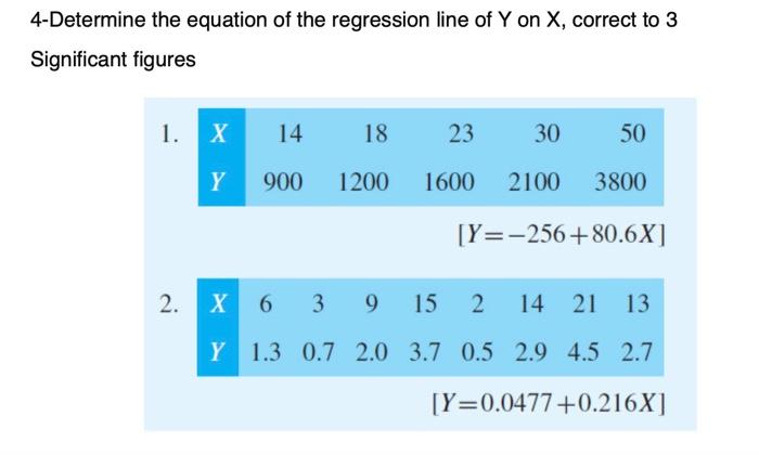 4 Determine The Equation Of The Regression Line Of Y Chegg Com