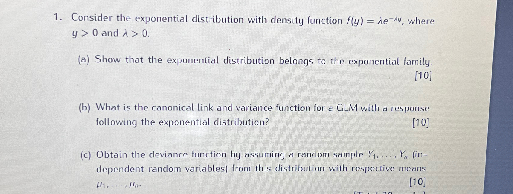 Solved Consider the exponential distribution with density | Chegg.com