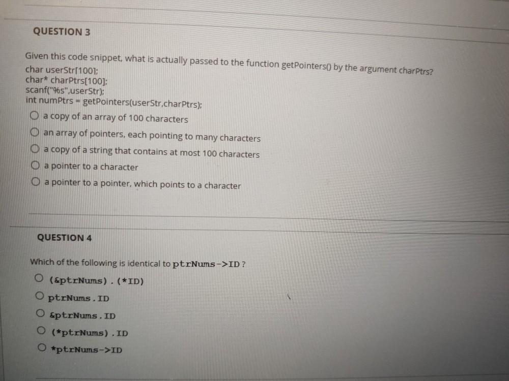 Solved QUESTION 1 Given this code snippet, what is actually | Chegg.com