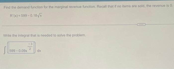 Solved Find the demand function for the marginal revenue | Chegg.com