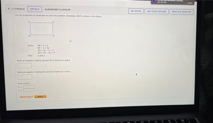 Solved use the properties of rectangles to solve the | Chegg.com