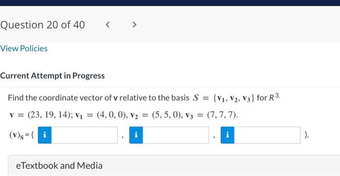 Solved Find the coordinate vector of v relative to the basis | Chegg.com