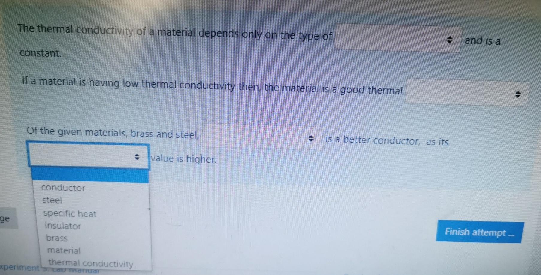 Solved The thermal conductivity of a material depends only | Chegg.com