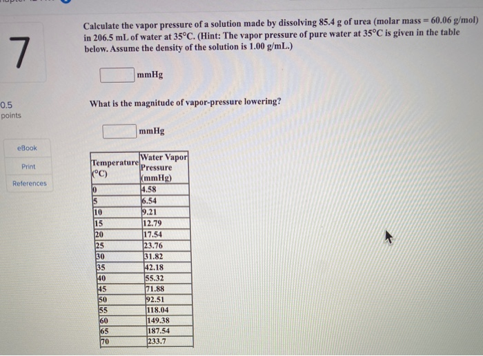 Solved 7 Calculate The Vapor Pressure Of A Solution Made By | Chegg.com