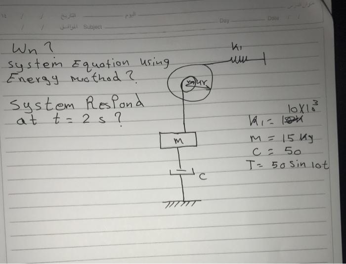 Solved Day انا الالوان ki un , Wn? system Equation using | Chegg.com
