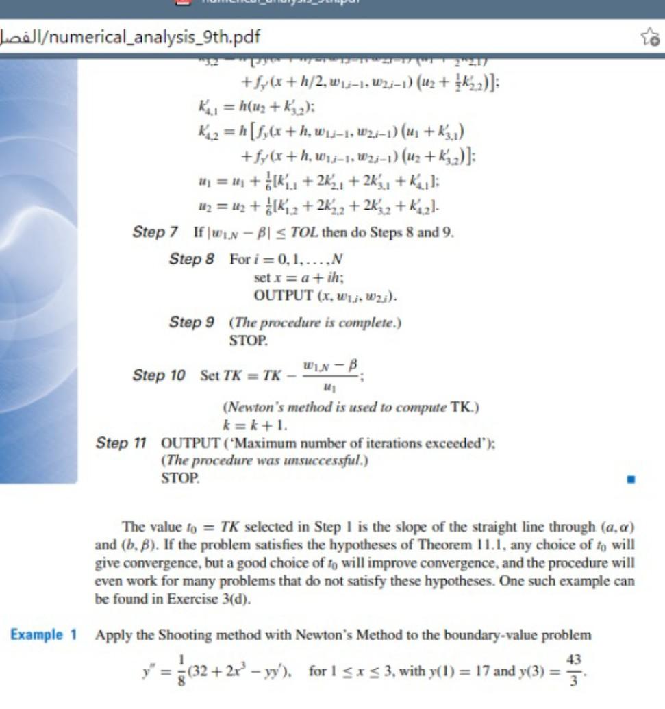 Solved Nonlinear Shooting with Newton's Method To | Chegg.com