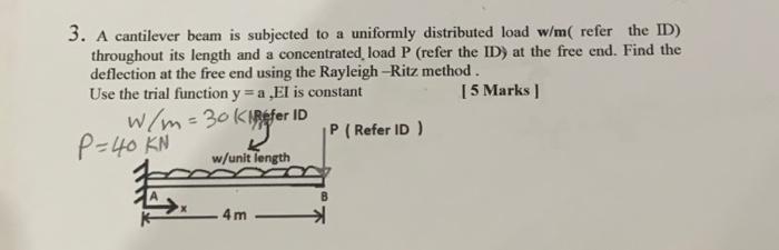 Solved 3. A cantilever beam is subjected to a uniformly | Chegg.com