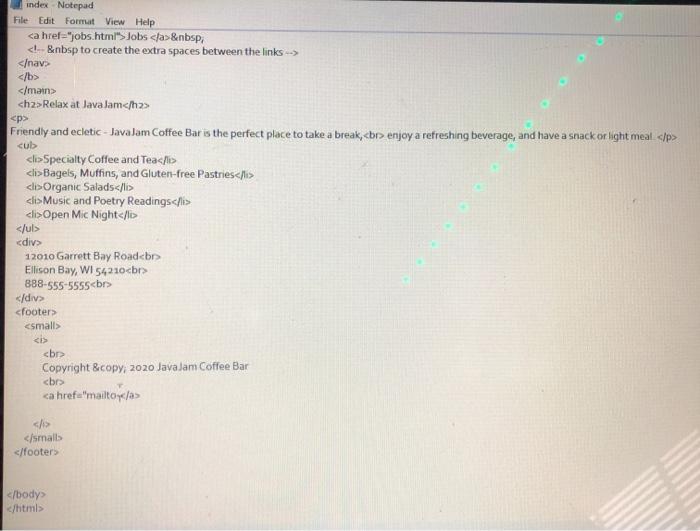 Solved #221811 JavaJam Coffee Bar Home Menu Music Jobs | Chegg.com