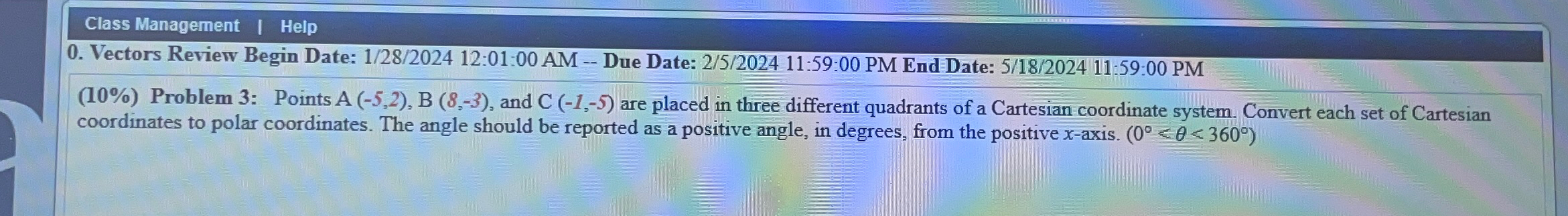 Solved Problem 3: Points A (-5,2),B(8,-3), ﻿and C(-1,-5) | Chegg.com