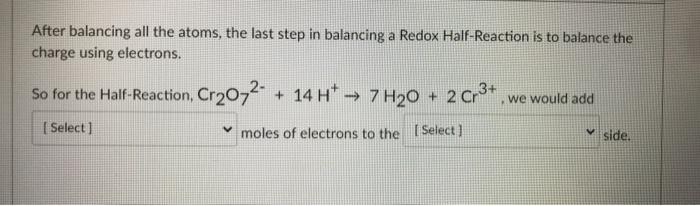 Solved After balancing all the atoms, the last step in | Chegg.com