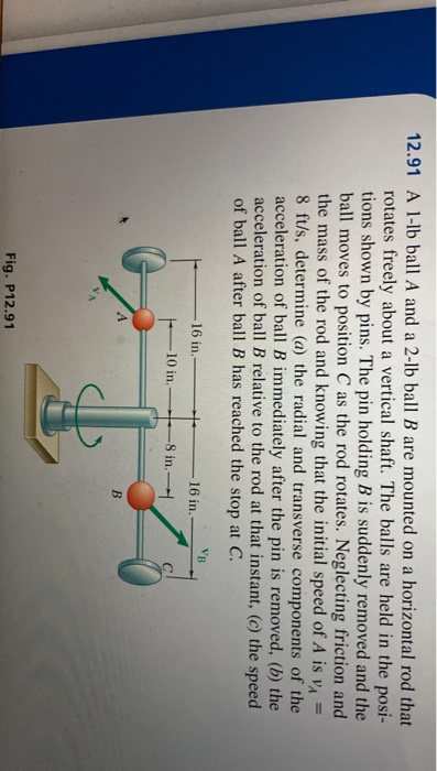 Solved 12.91 A 1-1b Ball A And A 2-lb Ball B Are Mounted On | Chegg.com