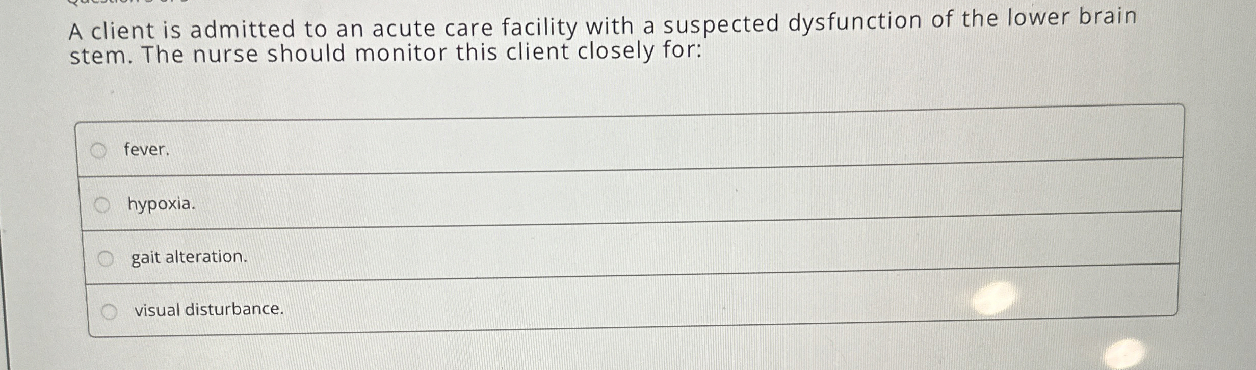 Solved A client is admitted to an acute care facility with a | Chegg.com