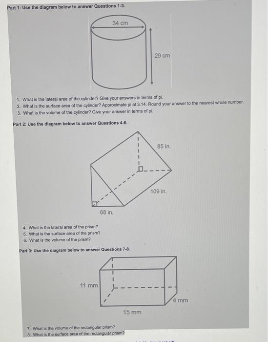 Solved Part 1: Use The Diagram Below To Answer Questions | Chegg.com