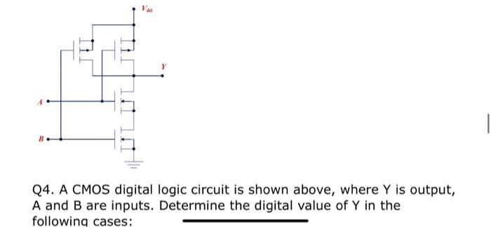 Solved Q4. A CMOS digital logic circuit is shown above, | Chegg.com