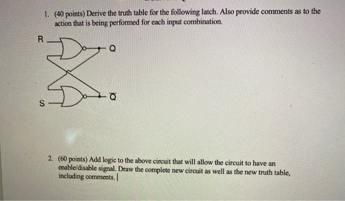 Solved 1. (40 points) Derive the truth table for the | Chegg.com