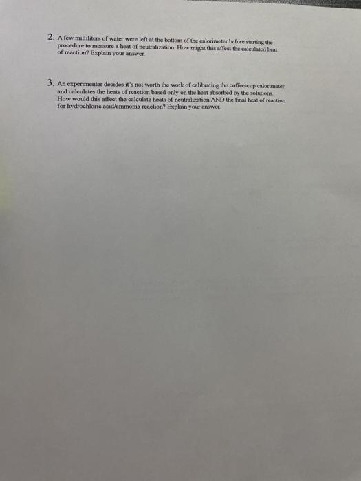 Solved Report Form Part B. Heat Capacity of Calorimeter