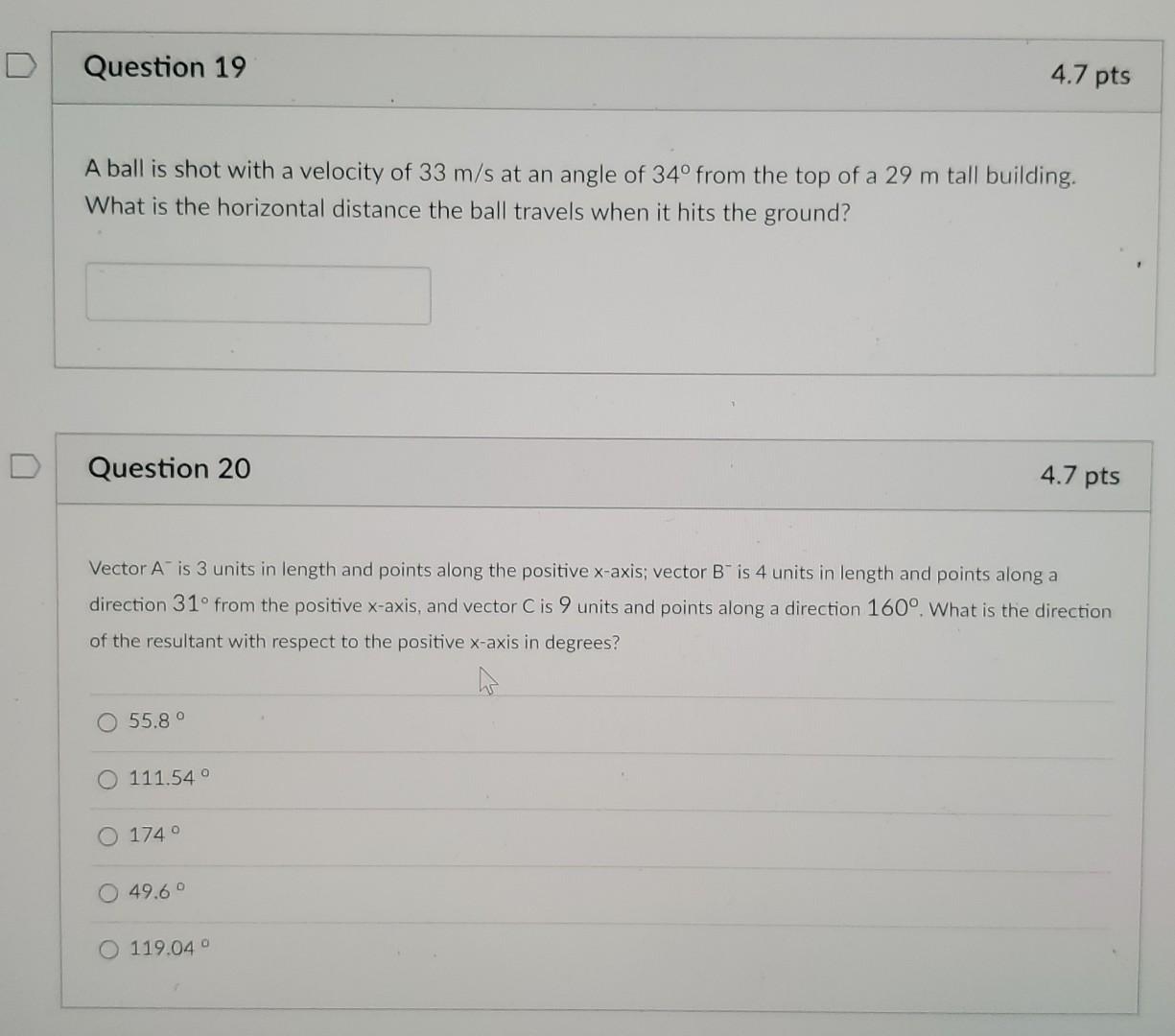 Solved A ball is shot with a velocity of 33 m/s at an angle | Chegg.com