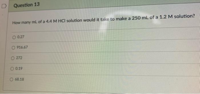 Solved How Many ML Of A 4 4MHCl Solution Would It Take To Chegg Com   Image