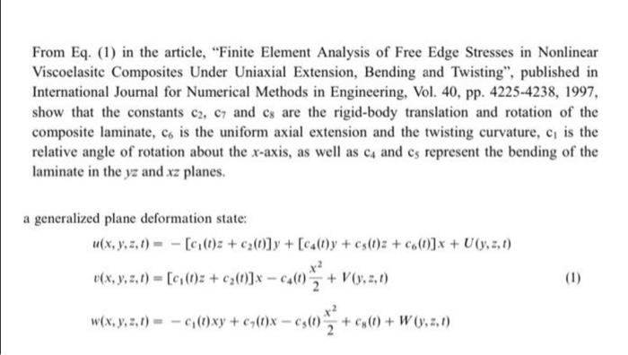 From Eq 1 In The Article Finite Element Analy Chegg Com