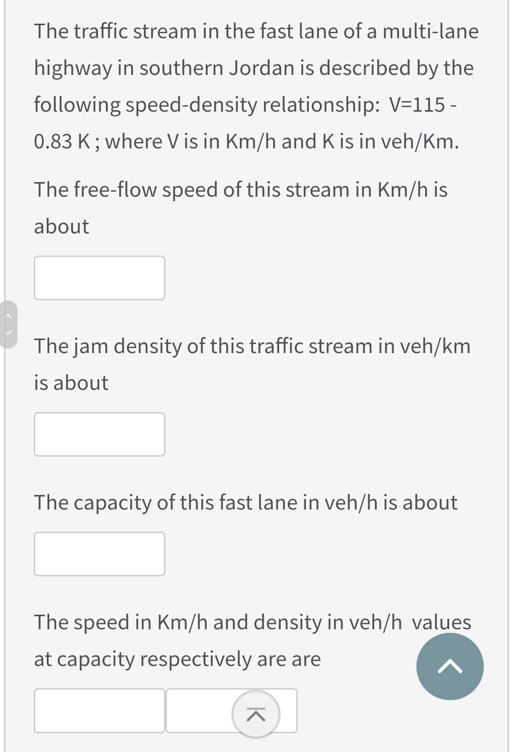 Solved The traffic stream in the fast lane of a multi-lane | Chegg.com