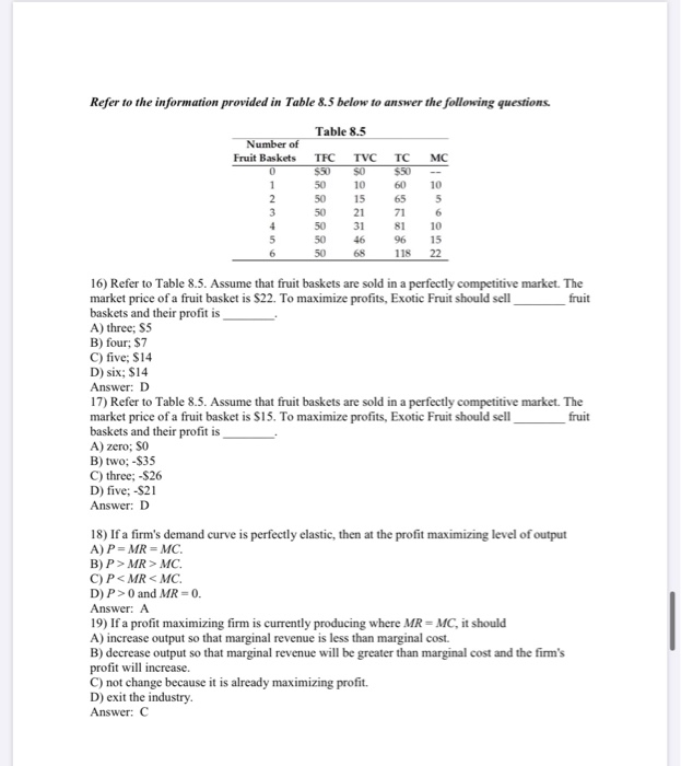 Solved Refer to the information provided in Table 8.5 below | Chegg.com